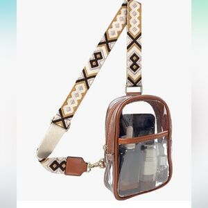 Beige Clear bag backpack  belt fanny festival pack rave stadium event concert